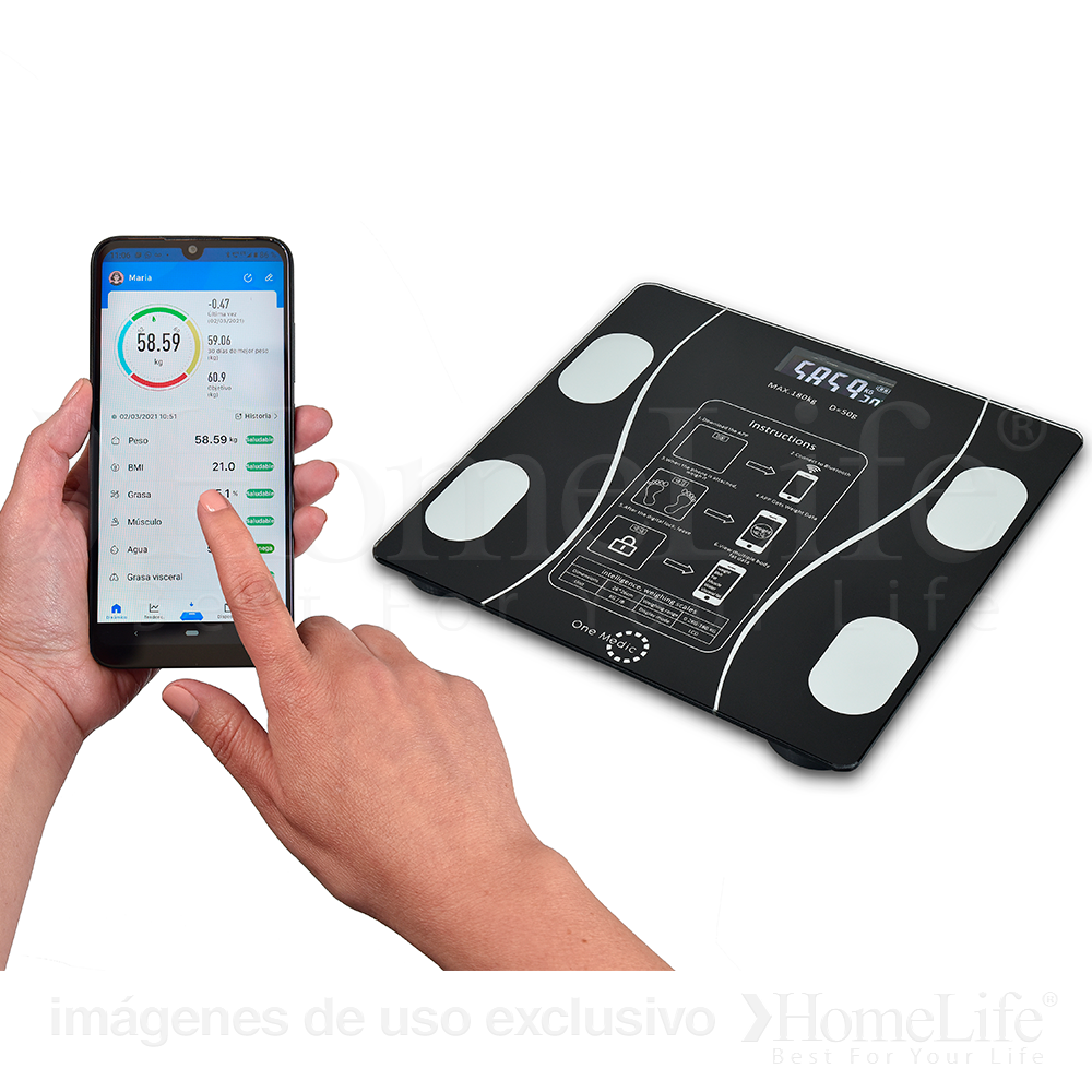Báscula inteligente Bluetooth, monitor digital de peso y grasa corpora -  VIRTUAL MUEBLES